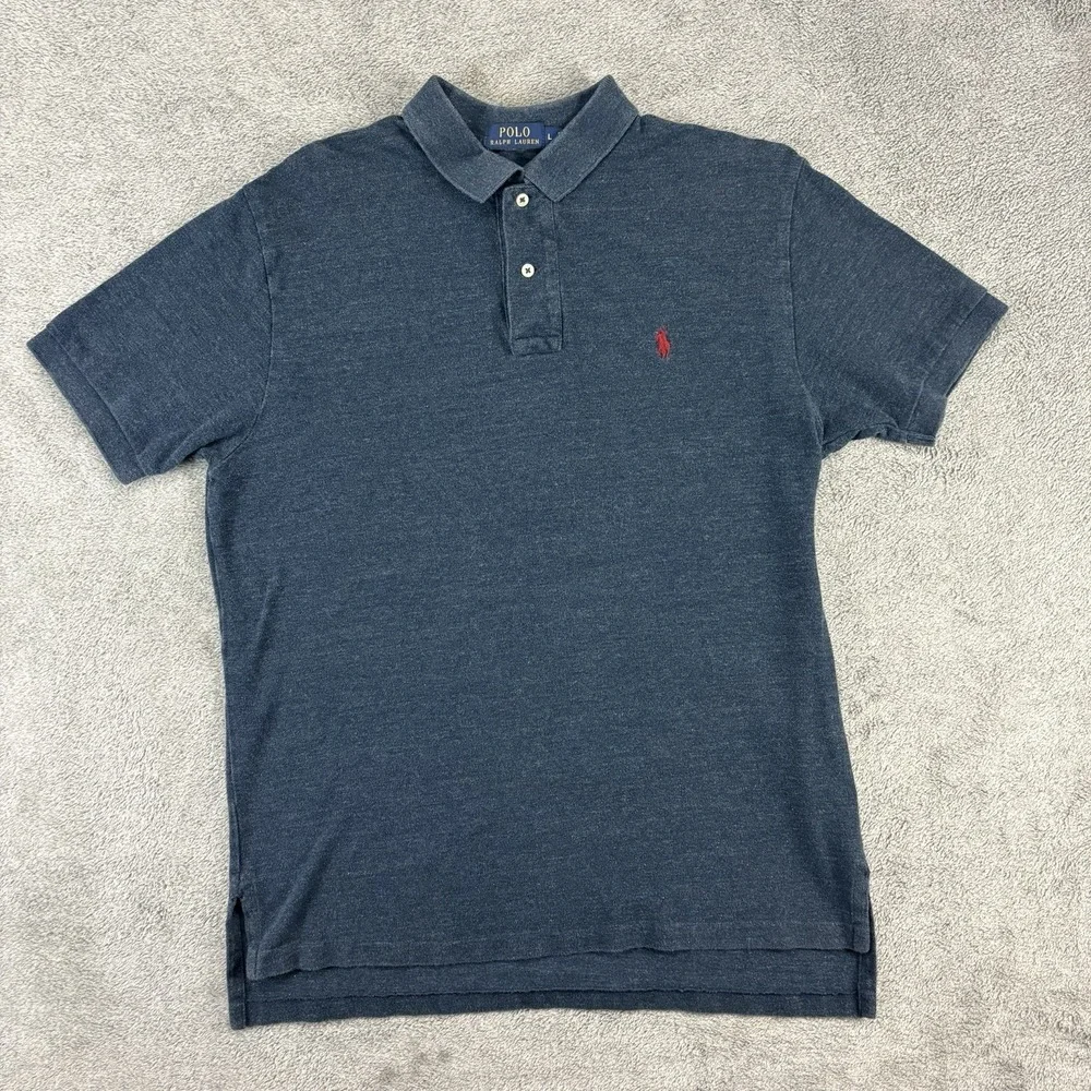 Ralph Lauren Polo Short Sleeve Shirt Classic Fit Mens Heather Blue Size Large